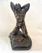 Bronze figure of a nude man on a marble base Weigh