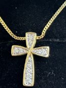 18ct Gold chain and cross diamonds, 4.4grams