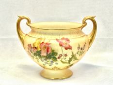 Royal Worcester 1910 blush ivory hand painted twin