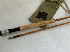 Hardy's 1930's two piece split cane fishing rod wi