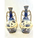 Pair of Wien Teplitz blue & white twin handled Aus