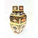 Royal crown derby 1128 hexagon lidded caddy Height