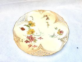 Royal Worcester hand painted blush ivory plate wit