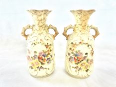 Pair of early 20th century hand painted twin handl
