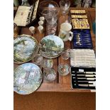 A collection of glass and ceramics to include case