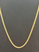 9ct Gold rope chain Weight 4.5g Length 50 cm