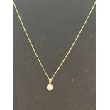 9ct Gold chain & pendant, pendant set with white s