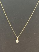 9ct Gold chain & pendant, pendant set with white s