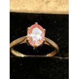 9ct Gold ring set with cz stone Size M 2g