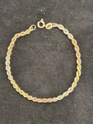 9ct Gold tri colour rope bracelet