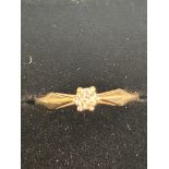 9ct Gold ring set with small diamond Size L