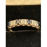 9ct Gold ring set with sapphires & diamonds Size Q