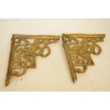 2x Brass wall brackets depicting cherubs