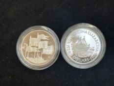 5 Pound silver coin & 5 dollar silver coin