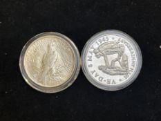 Ve Day 50th anniversary silver coin & 1 dollar lib