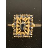9ct Gold ring set with sapphires Size U