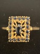 9ct Gold ring set with sapphires Size U