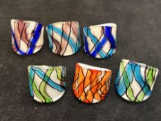 Collection of 6 Murano glass rings