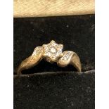 9ct Gold ring set with diamonds Size O 2g