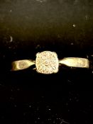 9ct gold ring set with diamonds Size L