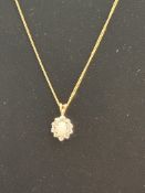 9ct Gold chain & pendant, pendant set with central