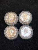 Collection of 4x Silver 1 pound proof coins