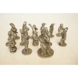 Collection of 14 pewter gnomes