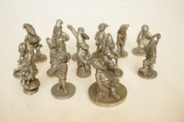 Collection of 14 pewter gnomes