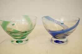 2x Art glass Caithness bowls