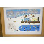An Original framed watercolour 'Snow scene' by Gor