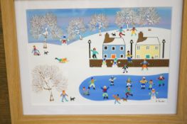An Original framed watercolour 'Snow scene' by Gor