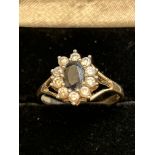 9ct Gold ring set with sapphire & cz stones Size M