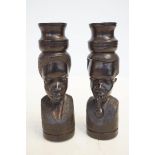 2x African carved figures Height 18 cm