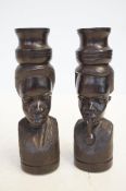 2x African carved figures Height 18 cm
