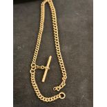 9ct Rose gold albert chain with T-Bar Length 39 cm