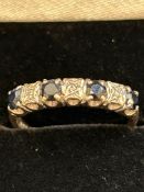 9ct Gold ring set with sapphires & diamonds Size Q