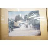 Early 20th century watercolour village cottage sce