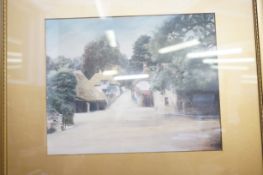 Early 20th century watercolour village cottage sce