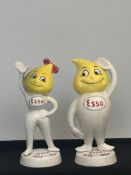 2 Cast iron Esso figures Mr & Mrs Drip