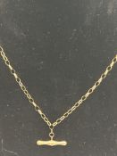 9ct Gold chain & T-bar Weight 2.7g