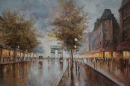 Oil on canvas Paris scene signed P. Palsey