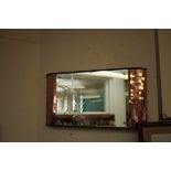 Retro bathroom mirror with peach glass tiles eithe