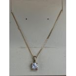 9ct Gold chain & pendant, pendant set with solitai