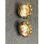 Pair of 9ct gold cameo earrings