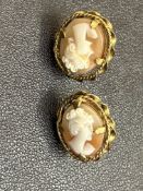 Pair of 9ct gold cameo earrings