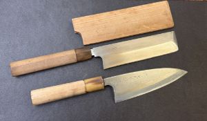 Rare antique Japanese Chefs knifes set signed MASA