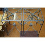 Pair of metal & glass side tables