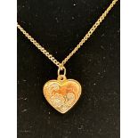 9ct Gold chain & pendant, pendant heart shaped loc