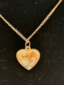 9ct Gold chain & pendant, pendant heart shaped loc