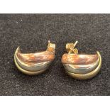 Pair of 9ct gold tri colour earrings